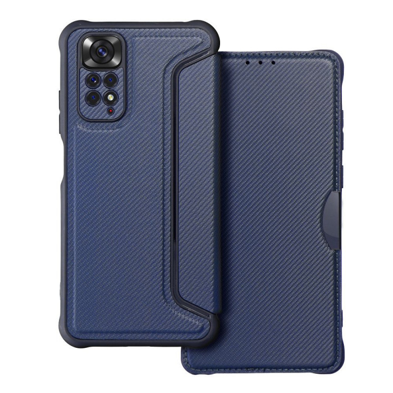 Peňaženkové puzdro Razor Book na XIAOMI Redmi Note 11S Uhlíkové vlákno, Karbónový vzor  Modrý