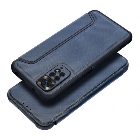 Peňaženkové puzdro Razor Book na XIAOMI Redmi Note 11S Uhlíkové vlákno, Karbónový vzor Modrý