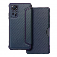 Peňaženkové puzdro Razor Book na XIAOMI Redmi Note 11 Pro 5G Uhlíkové vlákno, Karbónový vzor Modrý