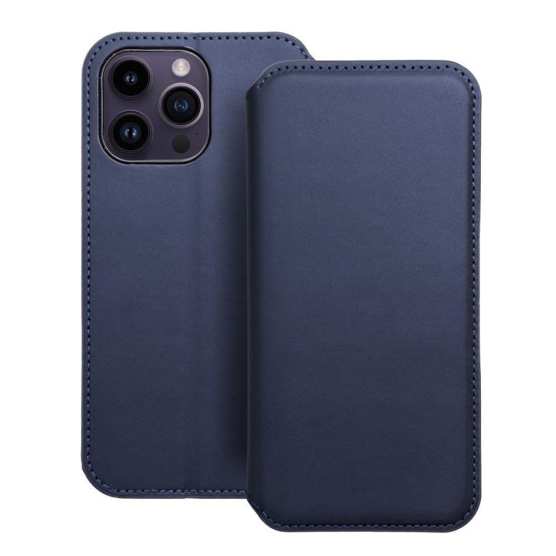 Peňaženkové puzdro Dual Pocket book na Apple iPhone 14 Pro Max Tmavší modrý 