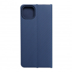 Peňaženkové puzdro LUNA Book Carbon na Apple iPhone 14 Plus Uhlíkové vlákno, Elegant Modrý