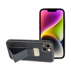 Kryt LEATHER Case Kickstand na Apple iPhone 14 Plus Čierny