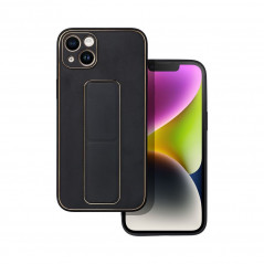 Kryt LEATHER Case Kickstand na Apple iPhone 14 Plus Čierny
