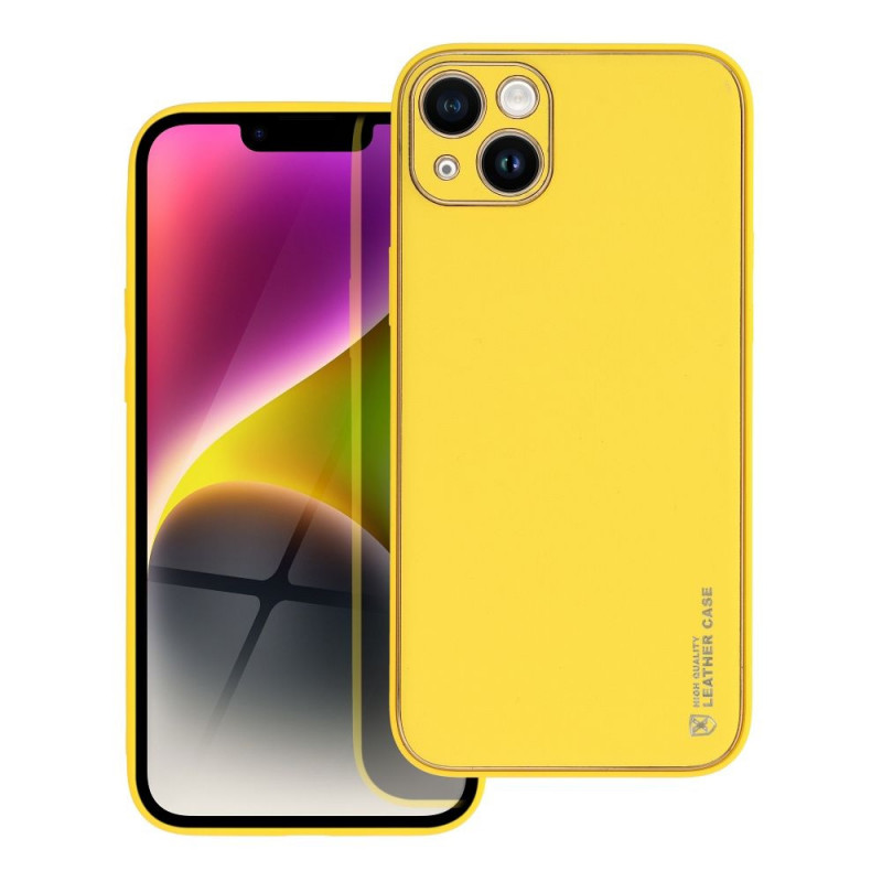 Kryt Leather na Apple iPhone 14 Plus Žltý