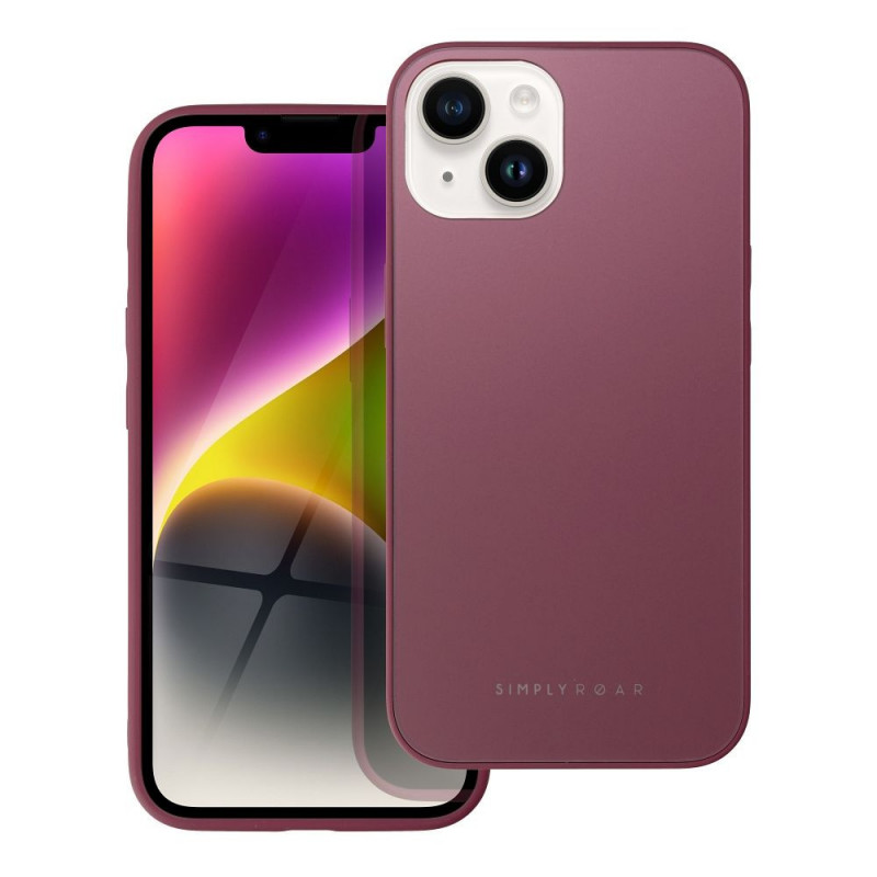 Kryt Roar Matte Glass na Apple iPhone 14 Štýlový  Vinovo červený