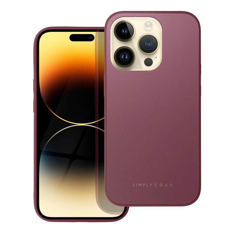 Kryt Roar Matte Glass na Apple iPhone 14 Pro Štýlový  Vinovo červený
