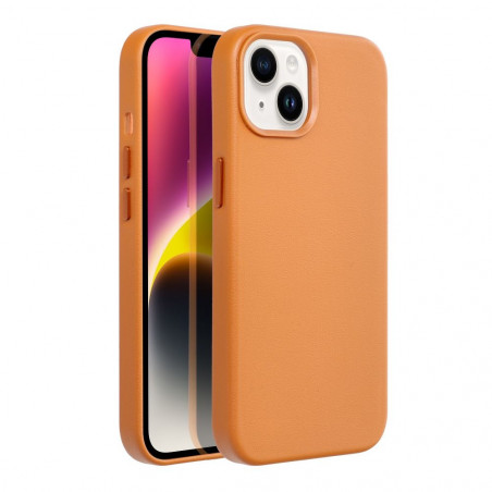 Kryt Leather Mag Cover na Apple iPhone 14 Elegant  MagSAFE  Oranžový