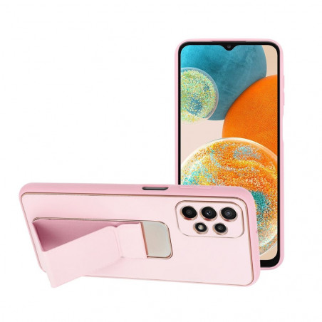 Kryt LEATHER Case Kickstand na Samsung Galaxy A23 5G Ružový