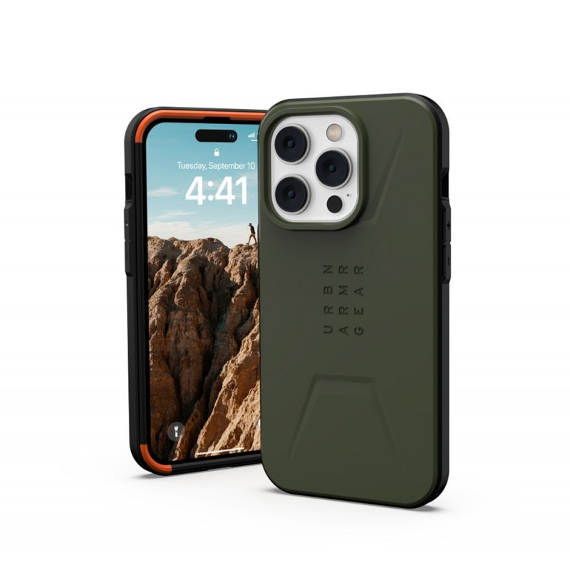 Kryt Urban Armor Gear Civilian na Apple iPhone 14 Pro Prémiové puzdro  MagSAFE  Olivový