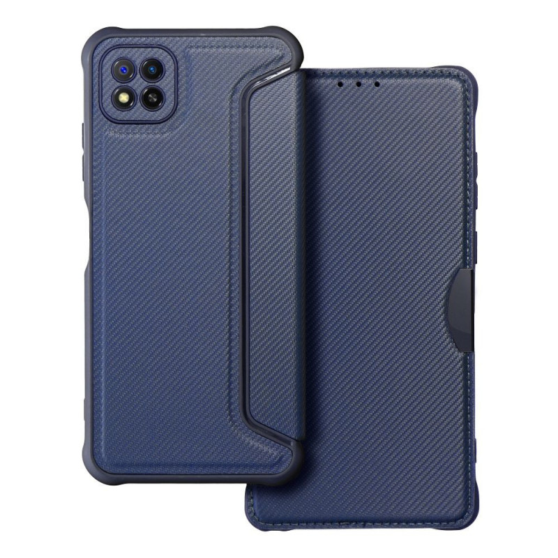 Peňaženkové puzdro Razor Book na Samsung Galaxy A22 5G Uhlíkové vlákno, Karbónový vzor  Modrý
