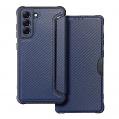 Peňaženkové puzdro Razor Book na Samsung Galaxy S21 FE 5G Uhlíkové vlákno, Karbónový vzor Modrý