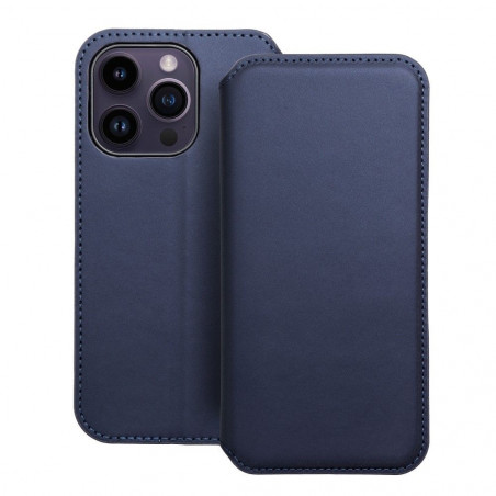 Peňaženkové puzdro Dual Pocket book na Apple iPhone 14 Pro Tmavší modrý