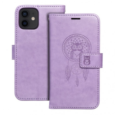 Peňaženkové puzdro MEZZO Book na Apple iPhone 12 Pro Lapač snov Fialový (Purple)