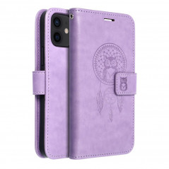 Peňaženkové puzdro MEZZO Book na Apple iPhone 12 Pro Lapač snov Fialový (Purple)