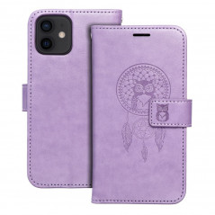 Peňaženkové puzdro MEZZO Book na Apple iPhone 12 Lapač snov Fialový (Purple)