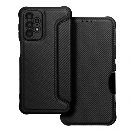 Peňaženkové puzdro Razor Book na Samsung Galaxy A23 5G Uhlíkové vlákno, Karbónový vzor Čierny
