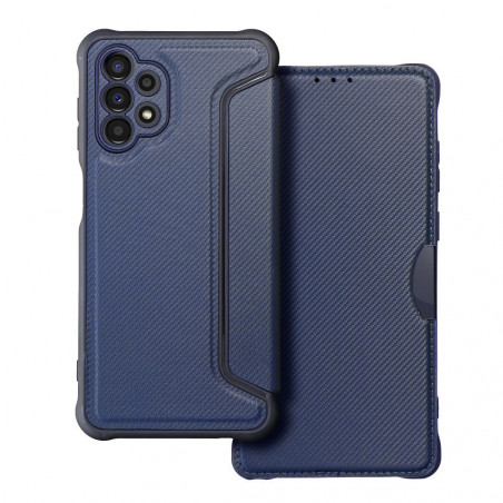 Peňaženkové puzdro Razor Book na Samsung Galaxy A13 LTE Uhlíkové vlákno, Karbónový vzor Modrý