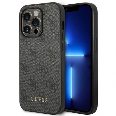 Kryt Guess 4G Gold Logo na Apple iPhone 14 Pro Max Elegant Šedý