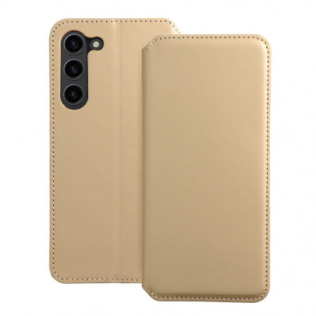 Peňaženkové puzdro Dual Pocket book na Samsung Galaxy S23 5G Zlatý