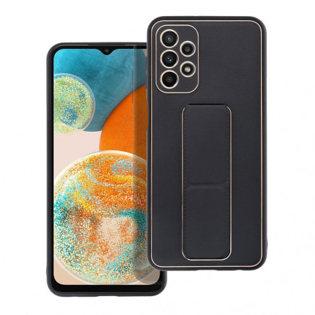 Kryt LEATHER Case Kickstand na Samsung Galaxy A23 5G Čierny