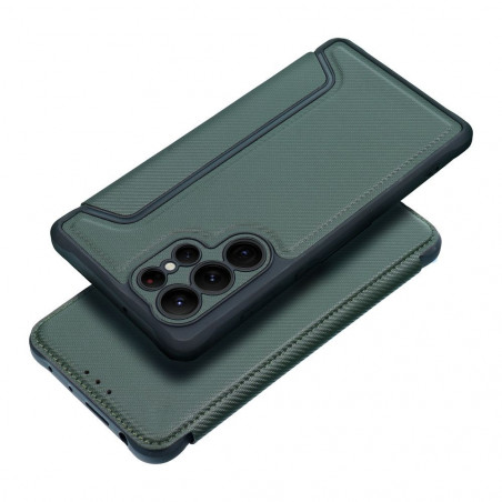 Peňaženkové puzdro Razor Book na Samsung Galaxy A04s Uhlíkové vlákno, Karbónový vzor  Tmavo zelený