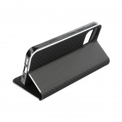 Peňaženkové puzdro LUNA Book Carbon na XIAOMI Redmi Note 12 4G Uhlíkové vlákno, Elegant  Čierny