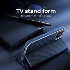Peňaženkové puzdro LUNA Book Carbon na XIAOMI Redmi Note 12 4G Uhlíkové vlákno, Elegant  Modrý