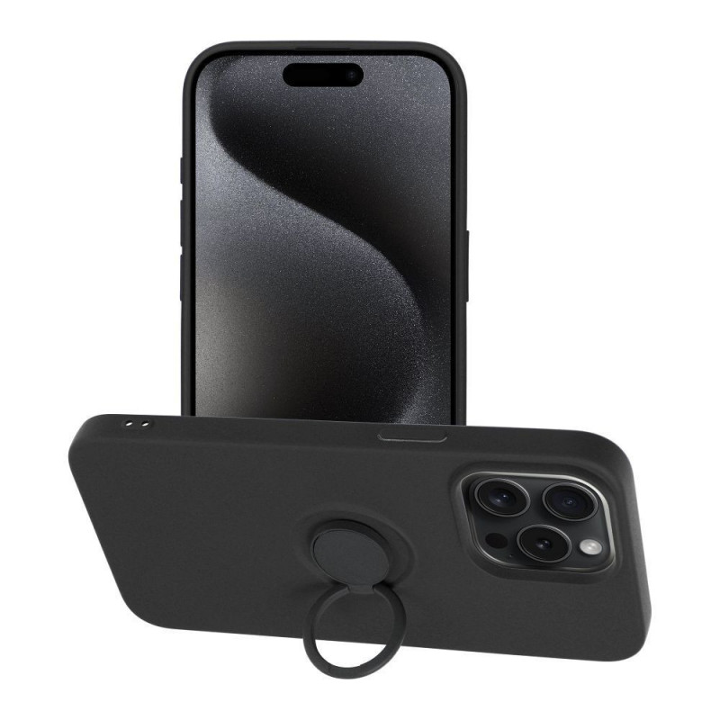 Kryt Silicone ring na Apple iPhone 15 Pro Max Čierny