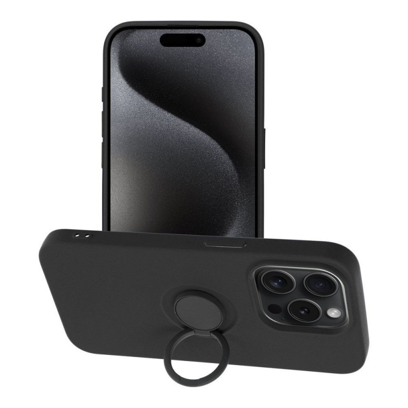 Kryt Silicone ring na Apple iPhone 15 Pro Čierny