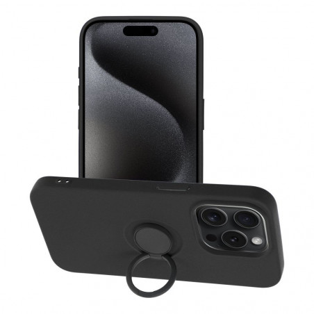 Kryt Silicone ring na Apple iPhone 15 Pro Čierny