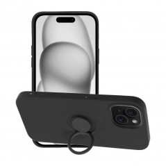 Kryt Silicone ring na Apple iPhone 15 Čierny
