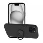 Kryt Silicone ring na Apple iPhone 15 Čierny