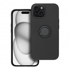 Kryt Silicone ring na Apple iPhone 15 Čierny
