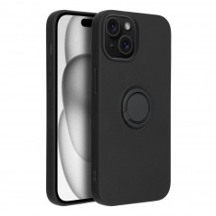 Kryt Silicone ring na Apple iPhone 15 Čierny
