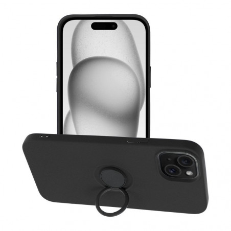 Kryt Silicone ring na Apple iPhone 15 Plus Čierny