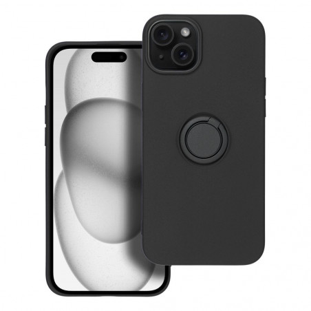 Kryt Silicone ring na Apple iPhone 15 Plus Čierny