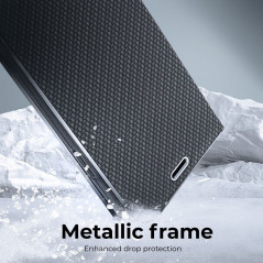 Peňaženkové puzdro LUNA Book Carbon na XIAOMI Redmi 10C Uhlíkové vlákno, Elegant  Čierny