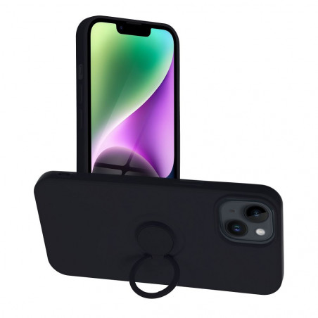 Kryt Silicone ring na Apple iPhone 14 Čierny