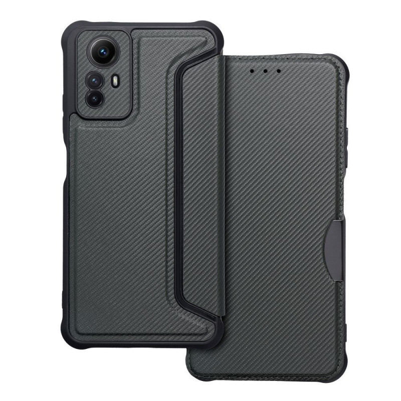 Peňaženkové puzdro Razor Book na XIAOMI Redmi Note 12s Uhlíkové vlákno, Karbónový vzor  Tmavo zelený