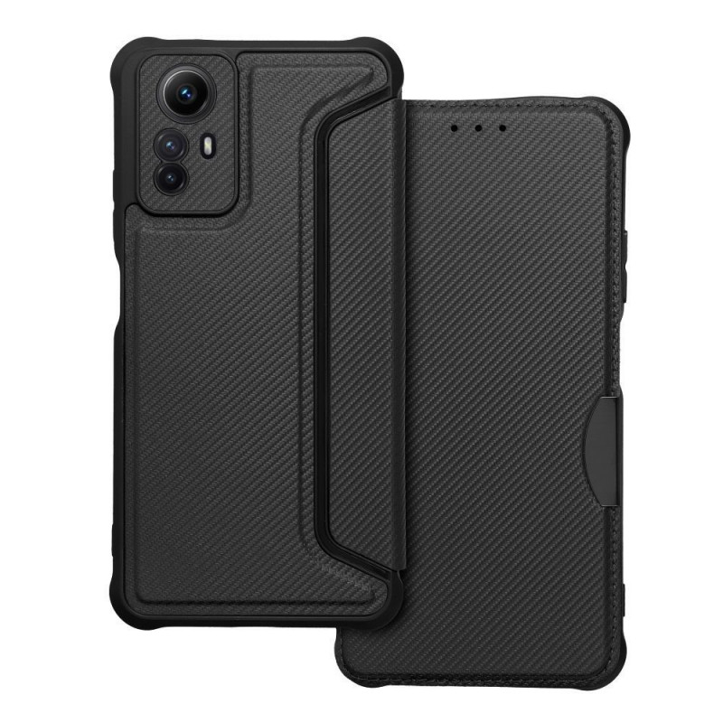 Peňaženkové puzdro Razor Book na XIAOMI Redmi Note 12s Uhlíkové vlákno, Karbónový vzor  Čierny