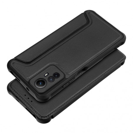 Peňaženkové puzdro Razor Book na XIAOMI Redmi Note 12s Uhlíkové vlákno, Karbónový vzor Čierny
