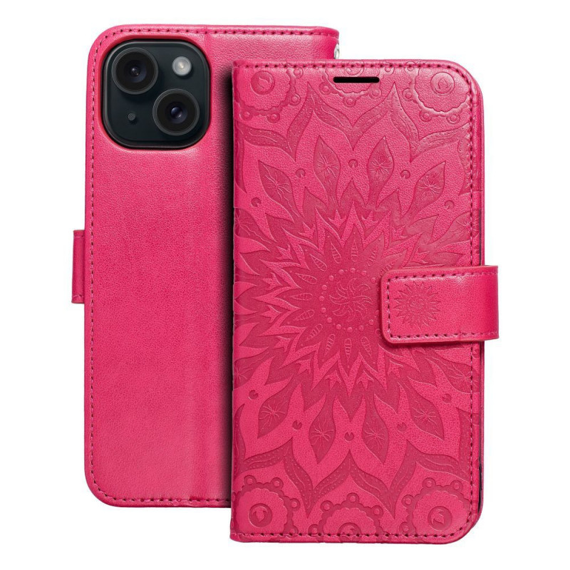 Peňaženkové puzdro MEZZO Book na Apple iPhone 15 Mandala  Purpurový