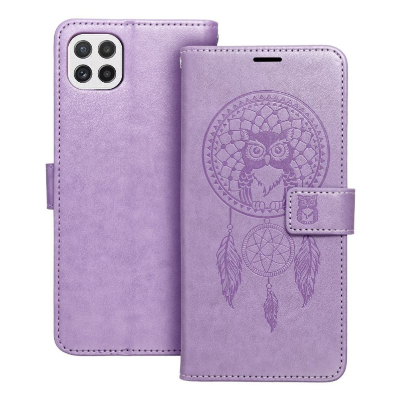 Peňaženkové puzdro MEZZO Book na Samsung Galaxy A22 5G Lapač snov  Fialový (Purple)