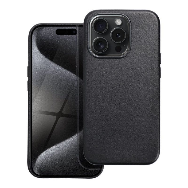 Kryt Leather Mag Cover na Apple iPhone 15 Pro Elegant  MagSAFE  Čierny