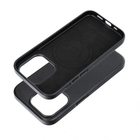 Kryt Leather Mag Cover na Apple iPhone 15 Pro Elegant MagSAFE Čierny