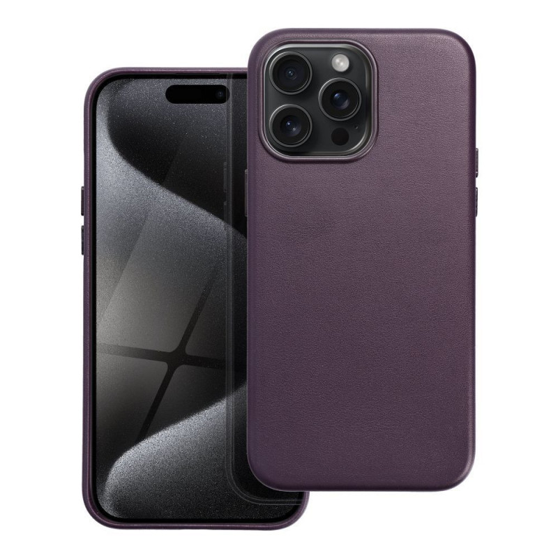 Kryt Leather Mag Cover na Apple iPhone 15 Pro Max Elegant  MagSAFE  Tmavo fialový (violet)