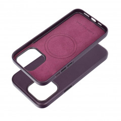 Kryt Leather Mag Cover na Apple iPhone 15 Pro Max Elegant  MagSAFE  Tmavo fialový (violet)