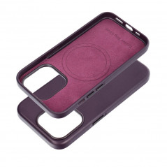 Kryt Leather Mag Cover na Apple iPhone 15 Pro Elegant  MagSAFE  Tmavo fialový (violet)