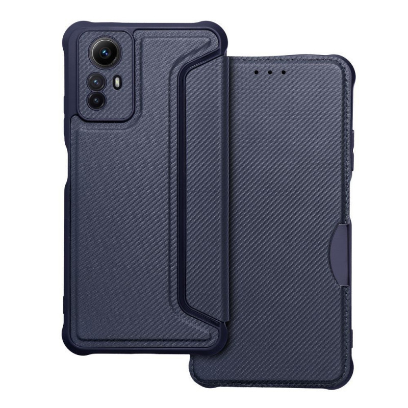 Peňaženkové puzdro Razor Book na XIAOMI Redmi Note 12s Uhlíkové vlákno, Karbónový vzor  Modrý