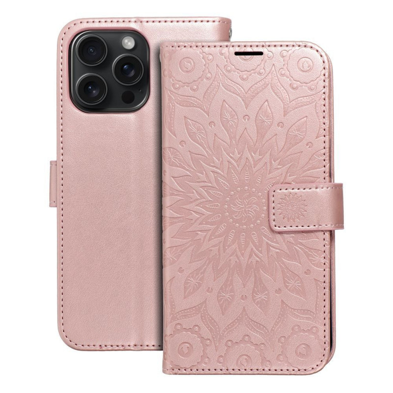 Peňaženkové puzdro MEZZO Book na Apple iPhone 15 Pro Max Mandala  Ružovo-zlatý